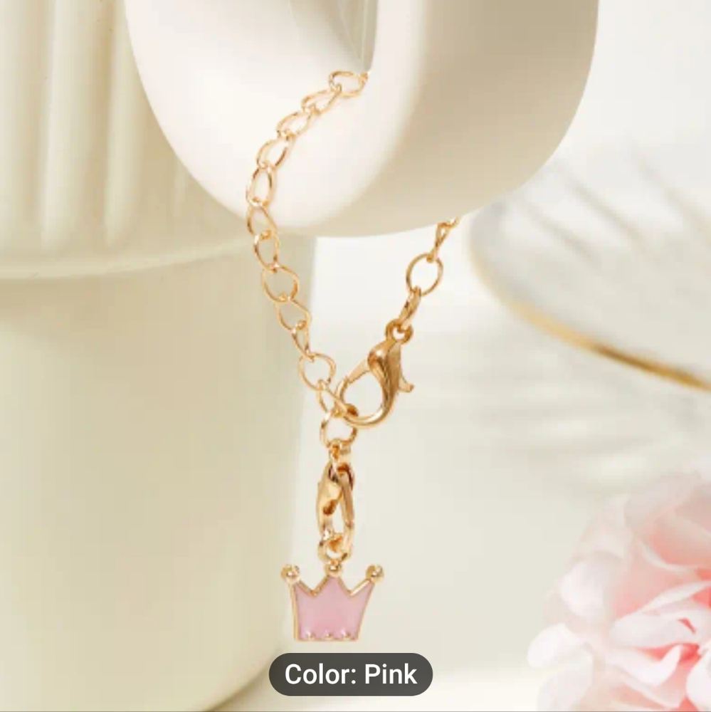 New 1pc PINK crown charm stanley Cup Handle Charm pendant accessories